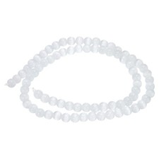76pcs Cream White Cat's Eye Stone Beads 5mm Round Crystal Loose Bead