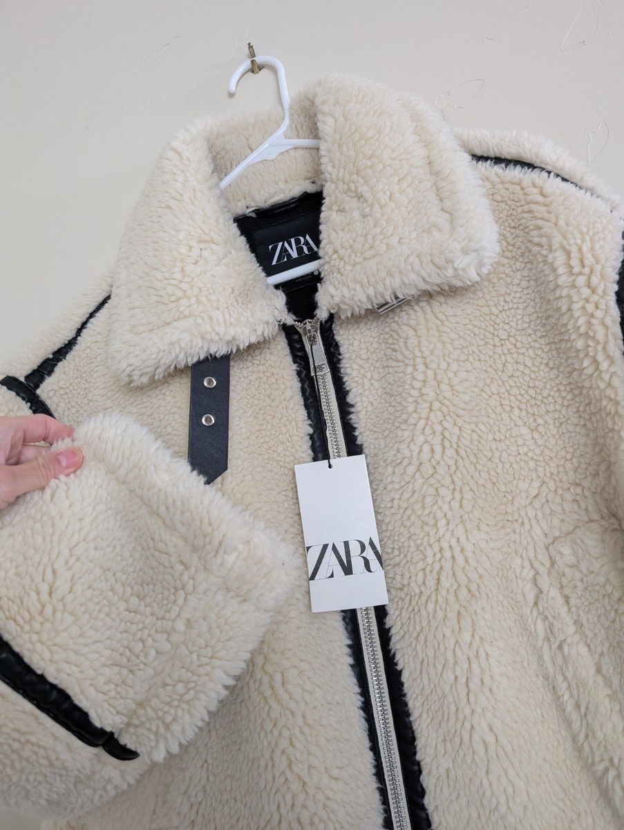 ZARAアウター New Zara Aviator Leather Jacket w Faux Shearling S M L 5479