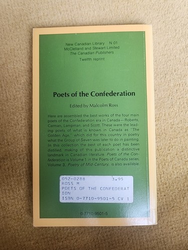 Poets of the Confederation, Malcolm Ross (ed.) Paperback 12th reprint Near Fine - Picture 2 of 2