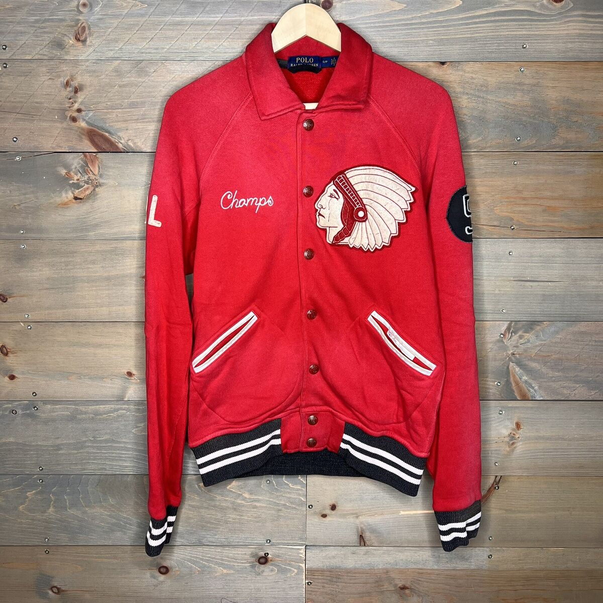 Polo Ralph Lauren Varsity Jacket Indian Chief New York Red Polo Ralph Lauren Varsity Jacket Indian Chief New York Red