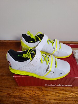Size 10 - men's Reebok CrossFit Lifter Plus 2.0 white/yellow