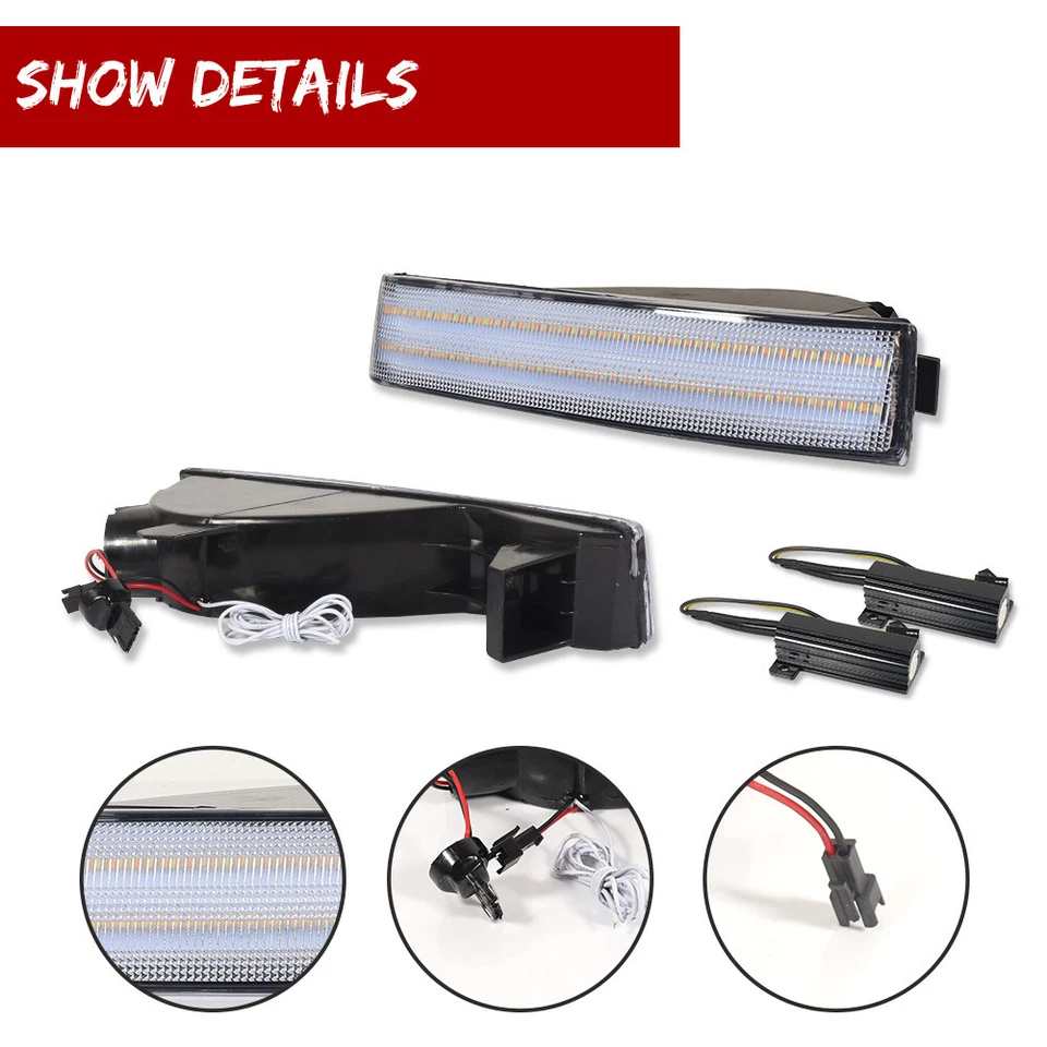 For 1992-1996 Honda Prelude Clear Lens SWITCHBACK LED Signal DRL Lights Set of 2 - Image 4 of 4