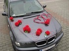 Red Wedding Car Decoration Kit Flowers And Hearts Large &  Ribbon Bows Organza