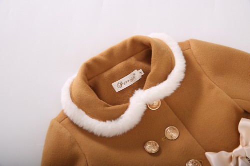 Girls Khaki Double Breasted Coat Dress Christmas Clothes Size 2 3 4 5 6 8 10 12 - Picture 5 of 12
