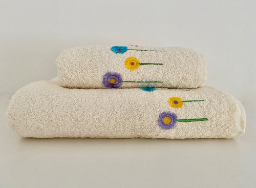 Italian Elegant Set of Bath Towels 100%Cotton Margarita Flower by Donna-Besana - Picture 12 of 18