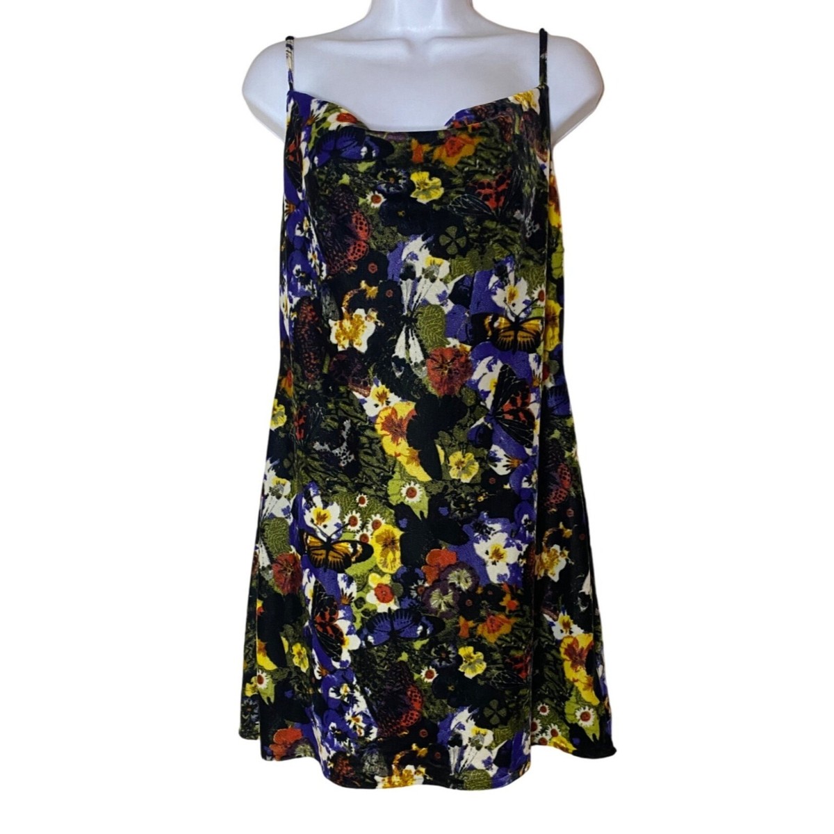 Urban Outfitters Velvet Floral Slip Dress Y2K Goth Mallory Black