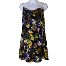 Urban Outfitters Velvet Floral Slip Dress Women’s Large Black Mallory 90s Style