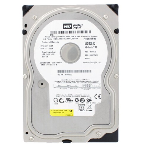Wd800jd Hard Drive Western Digital WD800JD 80GB 8MB 7200U/Min SATA II 3,5 ...