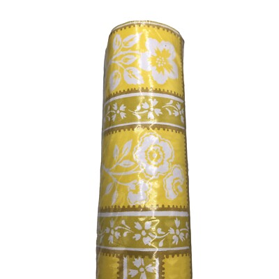 VTG Stauffer Vinyl Wallpaper Wallcovering Yellow Flowers Retro 70s Cottagecore