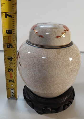 Barattolo Jinger vintage Heygill Imports Made in Japan con base in legno intagliato - Foto 11 di 12