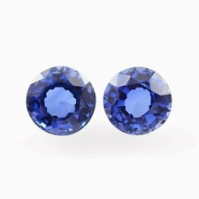 AAA Natural Ceylon Royal Blue Sapphire Loose Round Cut Gemstone Pair 9x9 MM