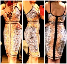 New Fashion Animal print Cheetah leopard stretch multicolors women dress sz M L