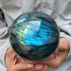 Large Natural Labradorite Sphere Polished Handcraft Ball Blue 2.76-3.15 In 7-8cm