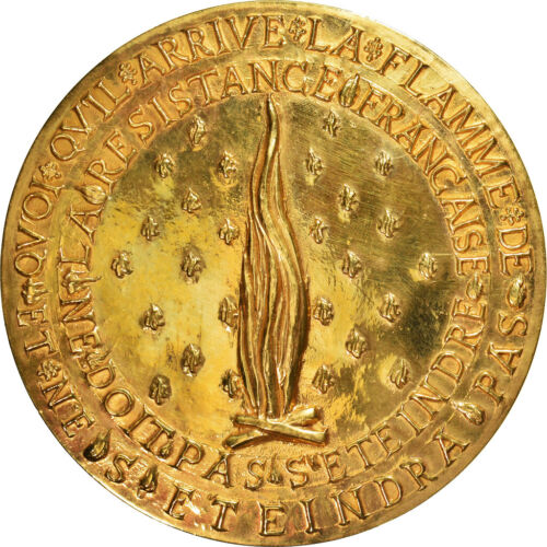 [#186562] Francia, medaglia, La Résistance, WAR, De Jaeger, UNZ, bronzo dorato - Foto 1 di 2