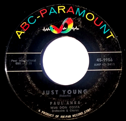PAUL ANKA - So It's Goodbye / Just Young - Vinyl 45rpm 1958 ABC 45-9956 - Picture 3 of 5