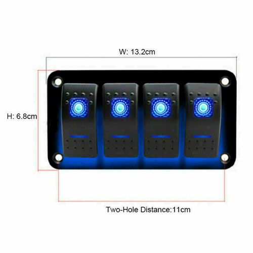 4 GANG Rocker Switch Panel Circuit Breaker Red LED RV Car Marine Boat 12V-24V - Picture 10 of 10