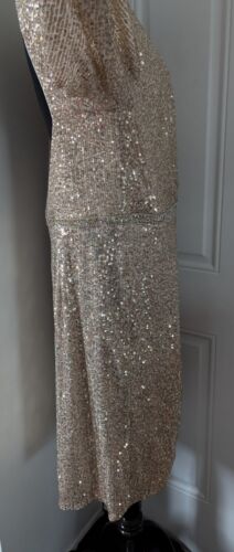 David's Bridal Dress Size 20 NWT Gold Sequin Open Back Party/Cocktail Stretch - Picture 14 of 23
