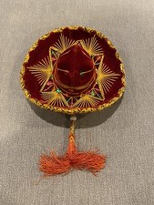 Sombrero Mexican Authentic CHILD Burgundy w/ Gold Thread