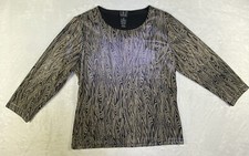 INC Int'l Concepts Top Womens PM Petite Black White Pattern Lined Tunic Blouse