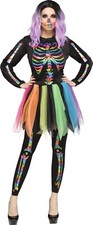 Adult Rainbow Foil Skeleton Bones Costume