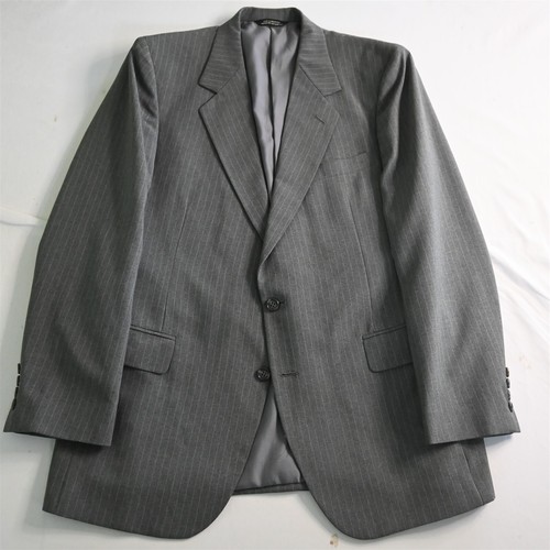 Vtg Mens 42R 34x32 Slim Gray Striped Jacket Bootcut Pants Suit - Picture 2 of 12