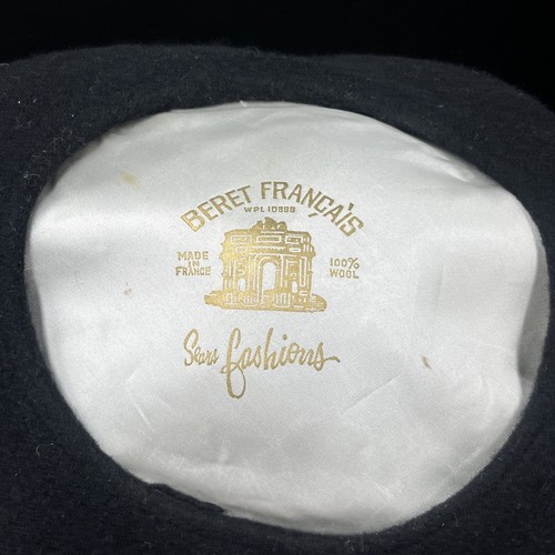 Beret Francais 100 % WOOL Vintage  Black - Picture 5 of 5