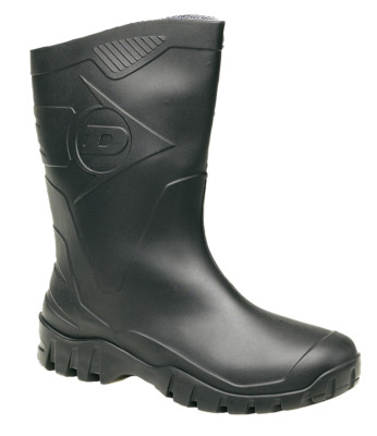 Dunlop Dee Mens Ladies Black Half Length Wellies Wide Calf