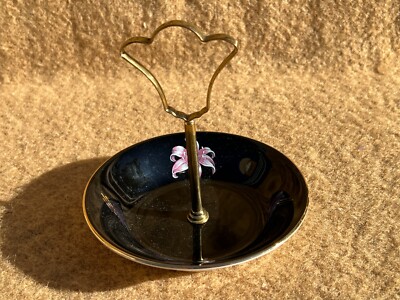 VINTAGE PALISSY ORCHIDEE SERVIERSCHALE MIT GRIFF