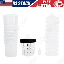 400ml Disposable Paint Spray Gun Cup Liners and Lid System, 13.5 Ounce Cups Kit