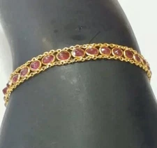 18k Solid Yellow GOLD  bracelet with colored stones