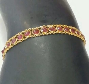 18k Solid Yellow GOLD bracelet with colored stones