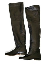 Manolo Blahnik Women Black Leather Tall Boots Size 6 Eu 36