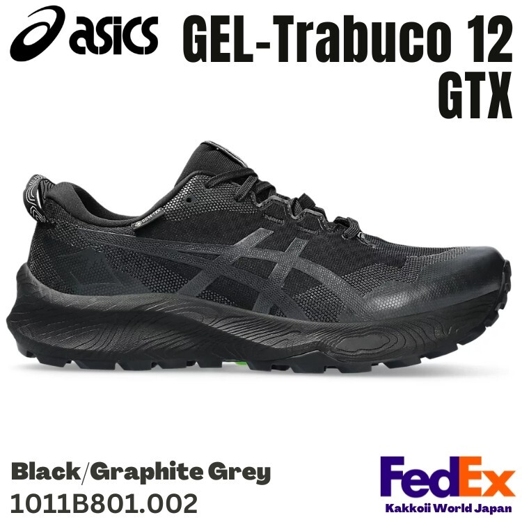 ASICS Trail Running Shoes GEL-Trabuco 12 GTX Black/Graphite Grey 1011B801.002