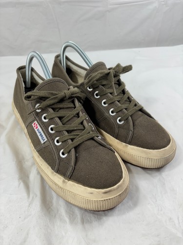 Superga 2705 Cotu Classic Olive Green Canvas Sneakers Fleece Lined Women's 8