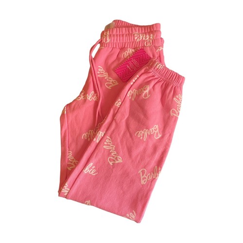 Barbie Pink White Jr Joggers Sweatpants Size XS/XCH/TP Drawstring Pockets - Picture 2 of 9