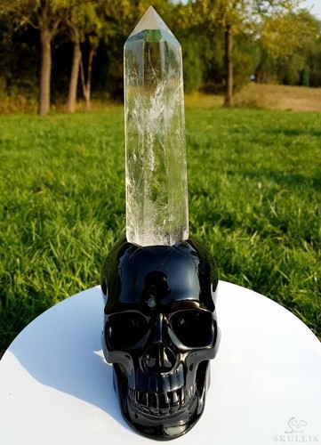 The Source of the Energy - Huge 11.3" Black Obsidian Crystal Skull Sculpture - Picture 2 of 19