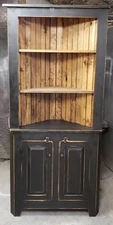 Handmade vintage style corner hutch/ primitive corner hutch