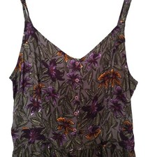 Fat Face Gray  Purple Floral Spaghetti Strap Jumpsuit - US Size 8