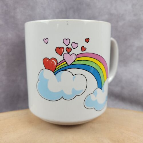 Vintage Russ Berrie Rainbow Mug Cup A Beautiful Day Begins With A Little Love