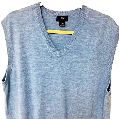 Brooks Brothers 346 Mens XL Sweater Vest Merino Wool Blue Old Money Preppy - Picture 2 of 5