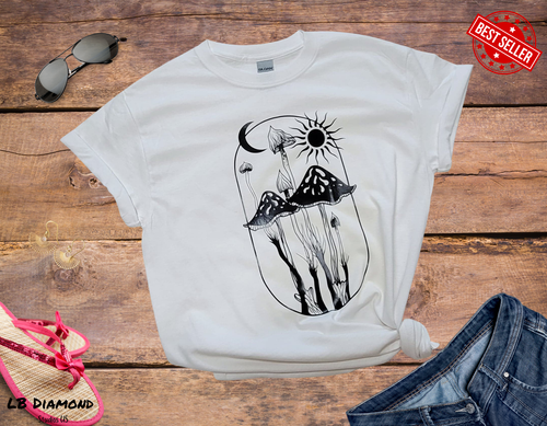 Cute MushMushroom Shirt, Magic Mushroom clothing, Botanical Shirt, - Bild 1 von 4