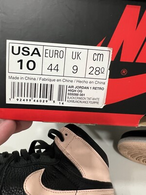 AIR JORDAN 1 RETRO HIGH OG 10 CRIMSON TINT 555088 081 PEACH PINK