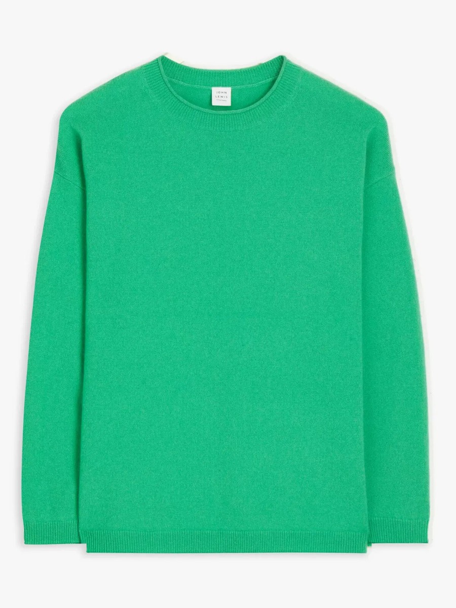 Relaxed Cashmere Crew Neck Jumper, Emerald Green, John Lewis RRP