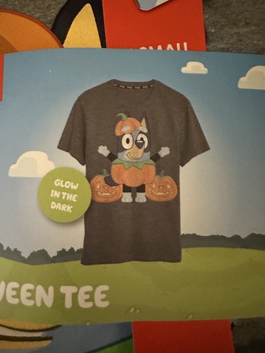 Bluey Halloween T-Shirt Adult XS Unisex Fit Glow in the Dark Gray NEW w/ Tags - Picture 3 of 5