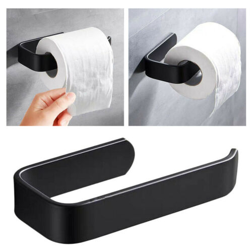 Matt Black Modern Bathroom Wall Accessories Toilet Roll Paper Holder Towel Rack - Picture 1 of 7