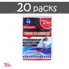 Fish WOW!® 20pks 3-hook Crawler Harness rig hammered blade Spinner snell hook#15