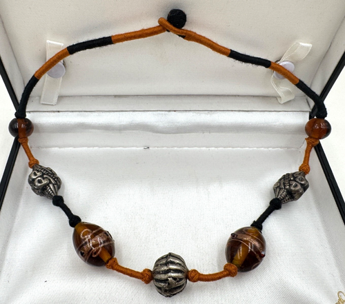 JEWELRY LOT 2 VINTAGE NECKLACE TORTOISE PLASTIC RESIN LRG CHAIN MURANO GLASS ITL - Picture 6 of 9