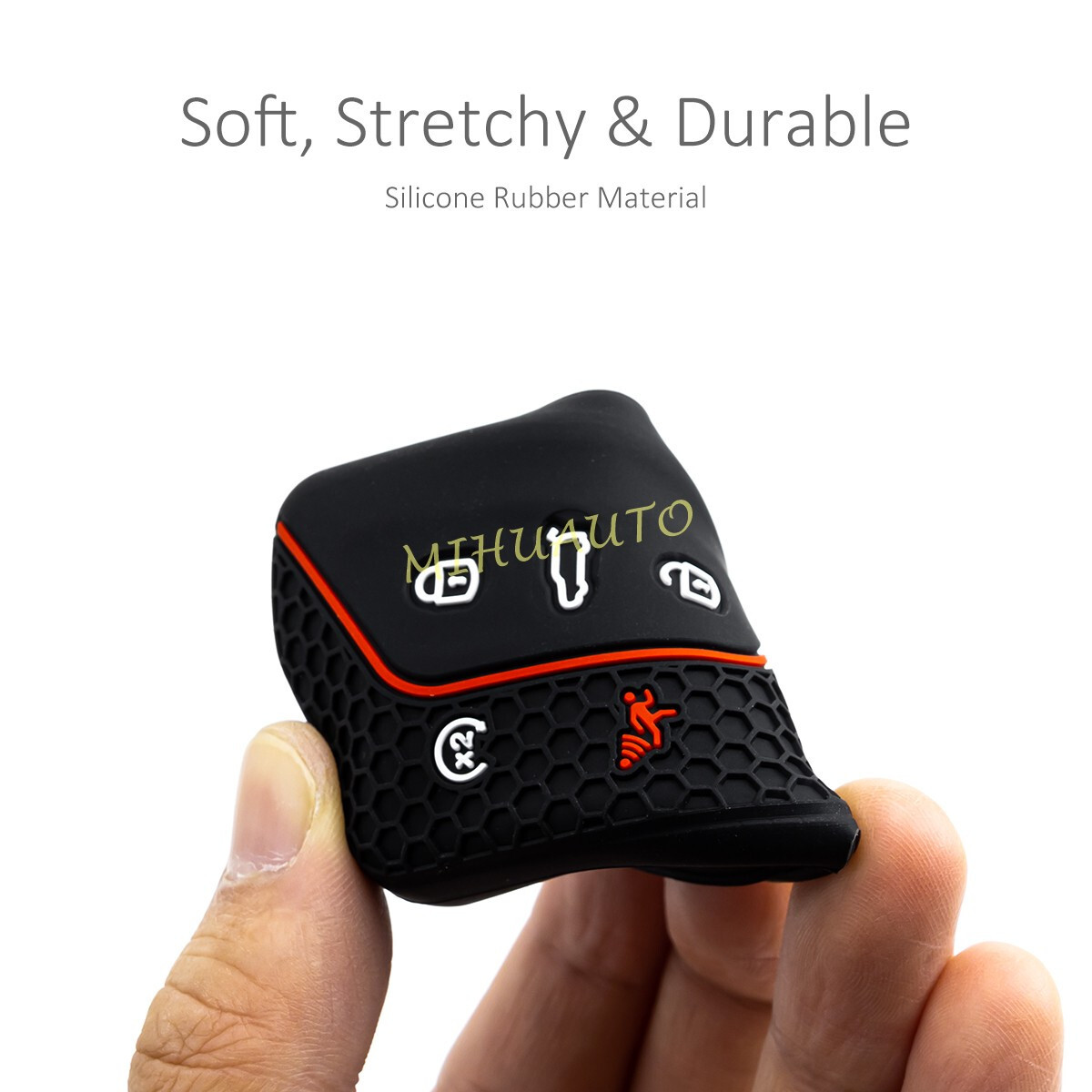 2x Silicone Car Key Case Cover Keychain For 2024-2025 VW Atlas/Atlas Cross Sport