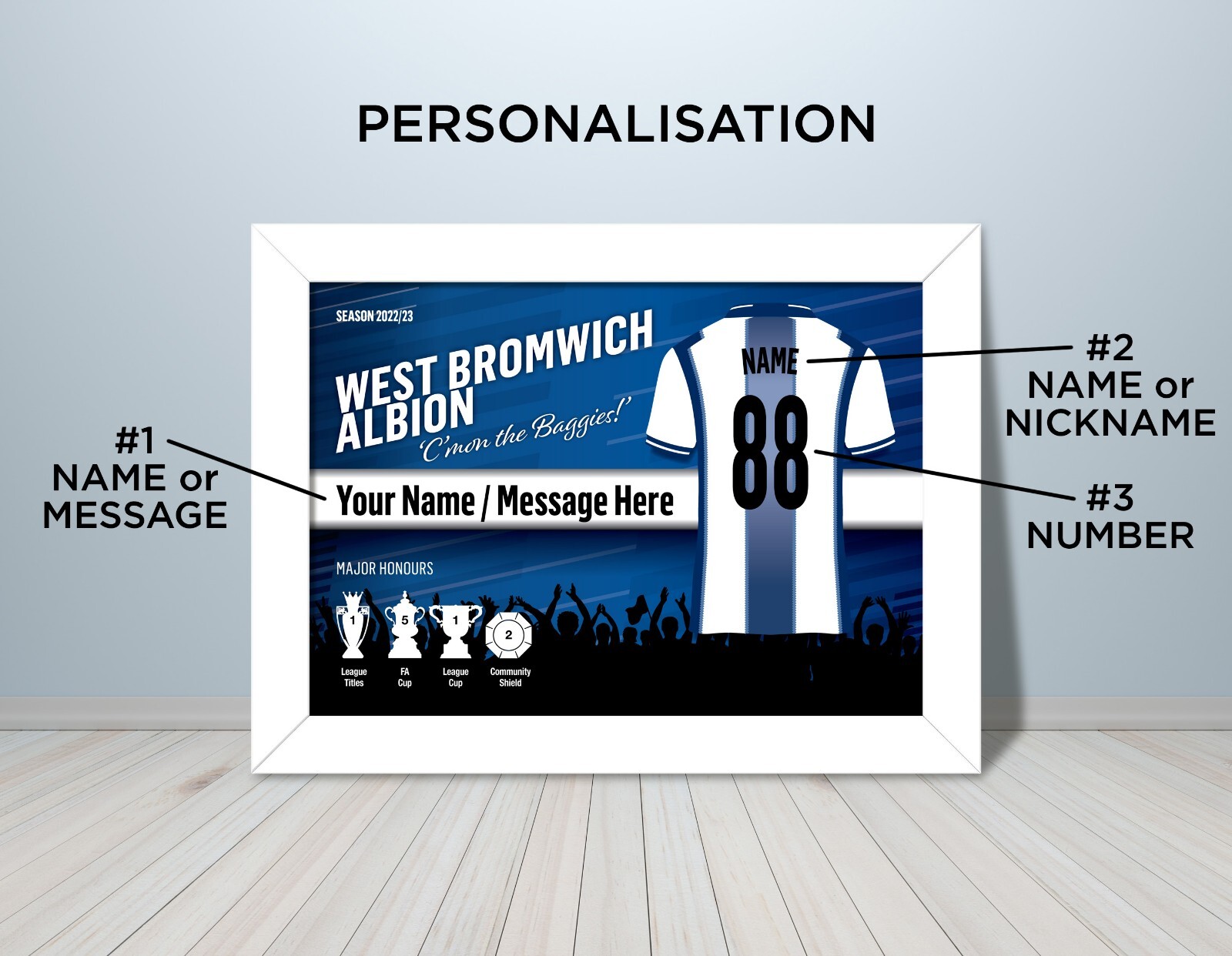West Bromwich Albion Fan Print - Football Gift, Birthday Gift, Fan ...