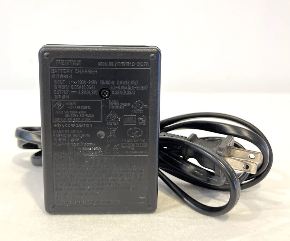 PENTAX D-BC78 ORIGINAL 4.2V BATTERY CHARGER FOR DIGITAL CAMERA W/ POWER CABLE - Image 2 of 4